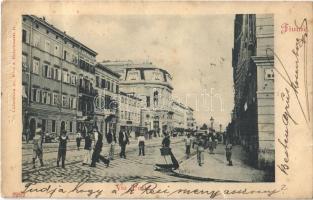 1900 Fiume, Rijeka; Via Porto / street (szakadások / tears)