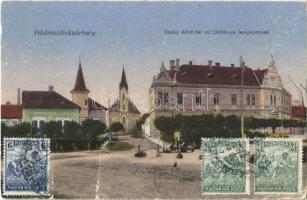 1923 Hódmezővásárhely, Csáky Albin tér az Unitárius templommal. TCV card (fa)