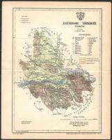 1893 Esztergom vármegye térképe, tervezte: Gönczy Pál, kiadja: Posner Károlya Lajos és Fia, kis szakadással, 30×24 cm