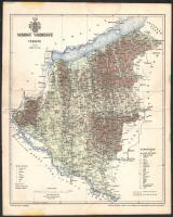 1897 Somogy vármegye térképe, tervezte: Gönczy Pál, kiadja: Posner Károlya Lajos és Fia, kis szakadással, 30×24 cm
