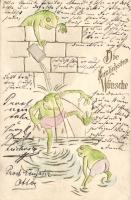 Frogs Embossed  Litho