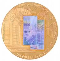 Svájc DN 1000.-banknote seit 1998 fém emlékérem 1000Fr svájci bankjegy multicolor képével (50mm) T:1 Switzerland ND 1000.-banknote seit 1998 metal commemorative medallion with the multicolor image of 1000 Francs banknote (50mm) C:UNC
