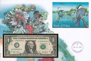 Palau 2001. 1$ felbélyegzett borítékban, bélyegzéssel T:I  Palau 2001. 1 Dollars in envelope with stamp and cancellation C:UNC