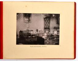 cca 1910 Sopron, Honvéd főreál iskola. 24 db feliratozott képet tartalmazó dekoratív album. Aranyozott címeres egészvászon kötésben, aranyozott lapszélekkel. Lapokon foltok