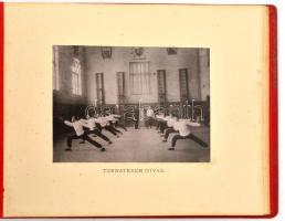 cca 1910 Sopron, Honvéd főreál iskola. 24 db feliratozott képet tartalmazó dekoratív album. Aranyozo...