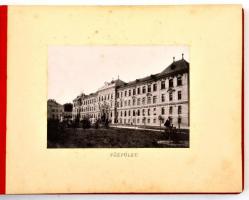 cca 1910 Sopron, Honvéd főreál iskola. 24 db feliratozott képet tartalmazó dekoratív album. Aranyozo...