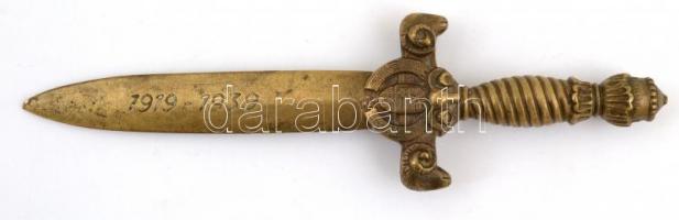 Futura Budapest 1919-1939 réz levélbontó kés, h: 20 cm