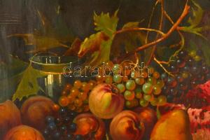 Nyárády Gulyás Jenő (1920-1970): Gyümölcscsendélet. Olaj, vászon, jelzett, keretben, 58×70 cm