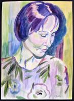 Kmetty jelzéssel: Női portré. Akvarell, papír, 42×30 cm