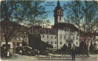 1917 Szeged, Városháza, piaci árusok, varrógép és kerékpár üzlet. Grünwald Hermann kiadása (kopott sarkak / worn corners)