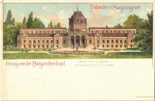 Budapest XIII. Margitsziget, Margit fürdő a szigeten, Kosmos litho s: Geiger Richard