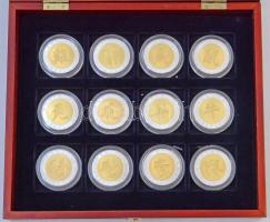 Kína DN "Kínai Horoszkóp" 12db-os aranyozott és ezüstözött emlékérme szett, eredeti díszto...