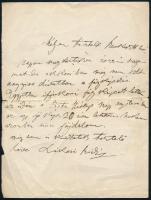 Rákosi Szidi (1852-1935) színésznő saját kézzel írt levele egy újság szerkesztőjének, melyben jelzi, hogy nincs fiatalkori képe, mert akkoriban még nem volt annyira divatban a fényképezés, ezért nem küldhet neki