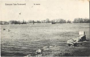 1912 Tata, Tata-Tóváros; Tó, túlparton a vár. Lindenberg Adolf kiadása