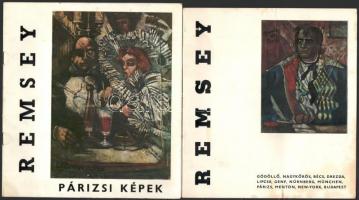 1976 Remsey Jenő festőművész saját kézzel írt ajánlása kiállítási katalógusa lapján + még egy katalógus