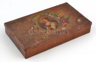 La Rosa Aromatica de Lopez Ca. Habana fém doboz, fa betéttel, rozsdás, 23×13×4 cm