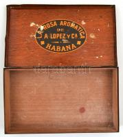 La Rosa Aromatica de Lopez Ca. Habana fém doboz, fa betéttel, rozsdás, 23×13×4 cm