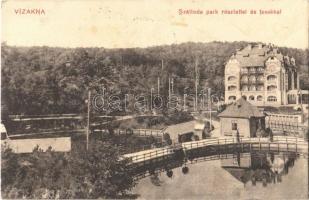 1911 Vízakna, Salzburg, Ocna Sibiului; Szálloda park részlettel és tavakkal. Takács Jenő kiadása / hotel, park, lakes (fl)