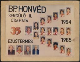 1985 Budapest Honvéd Serdülő II. ezüstérmes csapata, kistabló, kartonra ragasztva, 17×22 cm