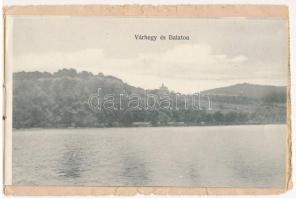 Fonyód, korai leporelló, 4 lap 8 képpel: Márffy villa, Várhegy és Balaton, Fürdőtelep, Kápolna, Vasú...