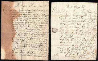 1711-1728 4 db régi levél (2 db restaurált)