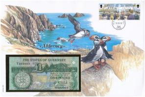 Guernsey/Alderney 1991. 1Ł felbélyegzett borítékban, bélyegzéssel T:I  Guernsey/Alderney 1991. 1 Pound in envelope with stamp and cancellation C:UNC