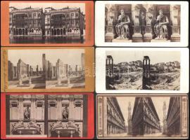 cca 1900 10 db olasz városképes sztereófotó / Italian town view stereo photos