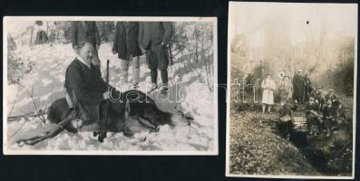1931-1940 Vadászok, 2 db fotó, 11×8 és 8×13 cm