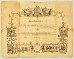 1891 A munkácsi 11. honvéd gyalogezred végelbocsájtó levéle a 66. gyalogezredben is szolgált katonája részére 54x44 cm