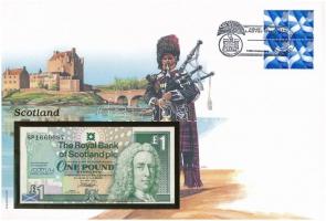 Skócia 1999. 1Ł felbélyegzett borítékban, bélyegzéssel T:I Scotland 1999. 1 Pound in envelope with stamp and cancellation C:UNC