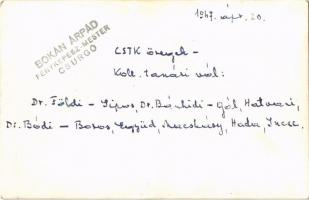 1947 Csurgó Torna Klub öregei, labdarúgócsapat, foci. Hátoldalon feliratozva. Bokán Árpád fényképész...