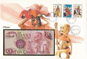 Ghána 1978. 10C felbélyegzett borítékban, bélyegzéssel T:I 	 Ghana 1978. 10 Cedis in envelope with stamp and cancellation C:UNC