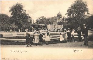 Wien, Vienna, Bécs I. K. k. Volksgarten. C. Ledermann jr. 5064. / park, children, fountain