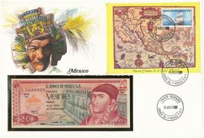 Mexikó 1977. 20P felbélyegzett borítékban, bélyegzéssel T:I 	 Mexico 1977. 20 Pesos in envelope with stamp and cancellation C:UNC