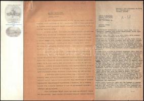 cca 1953-1960 Asbóth Oszkár (1891-1960) feltaláló, mérnök levele, hozzá kapcsolódó iratok, levelek