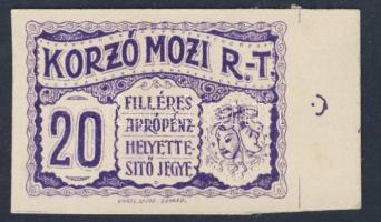 Szeged/Korzó Mozi Rt. DN 20f jobb ívszél + illesztőkereszt T:I