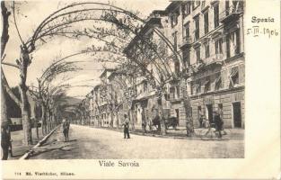 1906 La Spezia, Viale Savoia / street view, bicycle. Ed. Vierbücher 714.