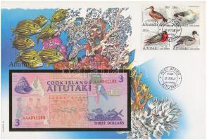 Cook-szigetek/Aitutaki 1992. 3$ felbélyegzett borítékban, bélyegzéssel T:I 	 Cook-szigetek/Aitutaki 1992. 3 Dollar in envelope with stamp and cancellation C:UNC