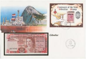 Gibraltár 1983. 1Ł felbélyegzett borítékban, bélyegzéssel T:I 	 Gibraltar 1983. 1 Pound in envelope with stamp and cancellation C:UNC
