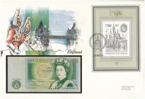 Nagy-Britannia/Anglia 1981-1984. 1Ł felbélyegzett borítékban, bélyegzéssel T:I 	 Great Britain/England 1981-1984. 1 Pound in envelope with stamp and cancellation C:UNC
