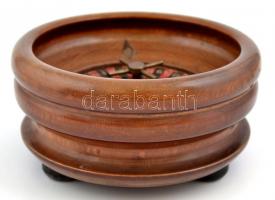 Mini fa rulett, kopott, golyó nélkül, m: 7,5 cm, d: 13,5 cm
