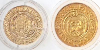 DN I. Lajos aranyforintja, aranyozott Ag utánveret (3,47g/0.999) + Bethlen Gábor aranyforintja 1618,...
