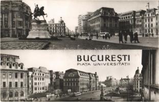 1962 Bucharest, Bukarest, Bucuresti; Piata Universitatii / University Square, autobus, automobile (EK)