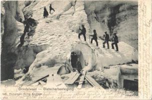 1902 Grindelwald, Gletscherbesteigung / glacier climbing, hikers. Photographie Gabler 6355. (EK)