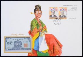 Dél-Korea 1962. 10J felbélyegzett borítékban, bélyegzéssel T:I 	 South Korea 1962. 10 Jeon in envelope with stamp and cancellation C:UNC