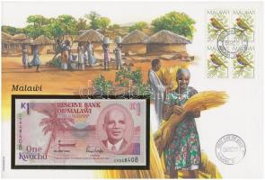 Malawi 1992. 1K felbélyegzett borítékban, bélyegzéssel T:I 	 Malawi 1992. 1 Kwacha in envelope with stamp and cancellation C:UNC