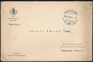 1919 Buza Barna a népköztársaság földművelésügyi miniszterének saját kézzel aláírt újévi köszönő lev...