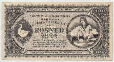 Szeged 1920-as(?) évek Rosner Ödön pénzt utánzó dekoratív reklámjegye T:II