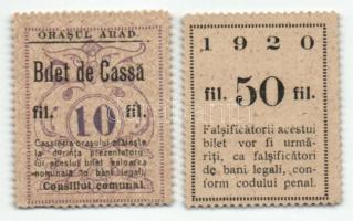 Arad/"Bilet de Cassa" 1920. 10f + 50f T:I