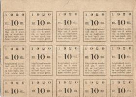 Arad/"Bilet de Cassa" 1920. 10f ívtöredékben (10x + 4x fél db!) T:I